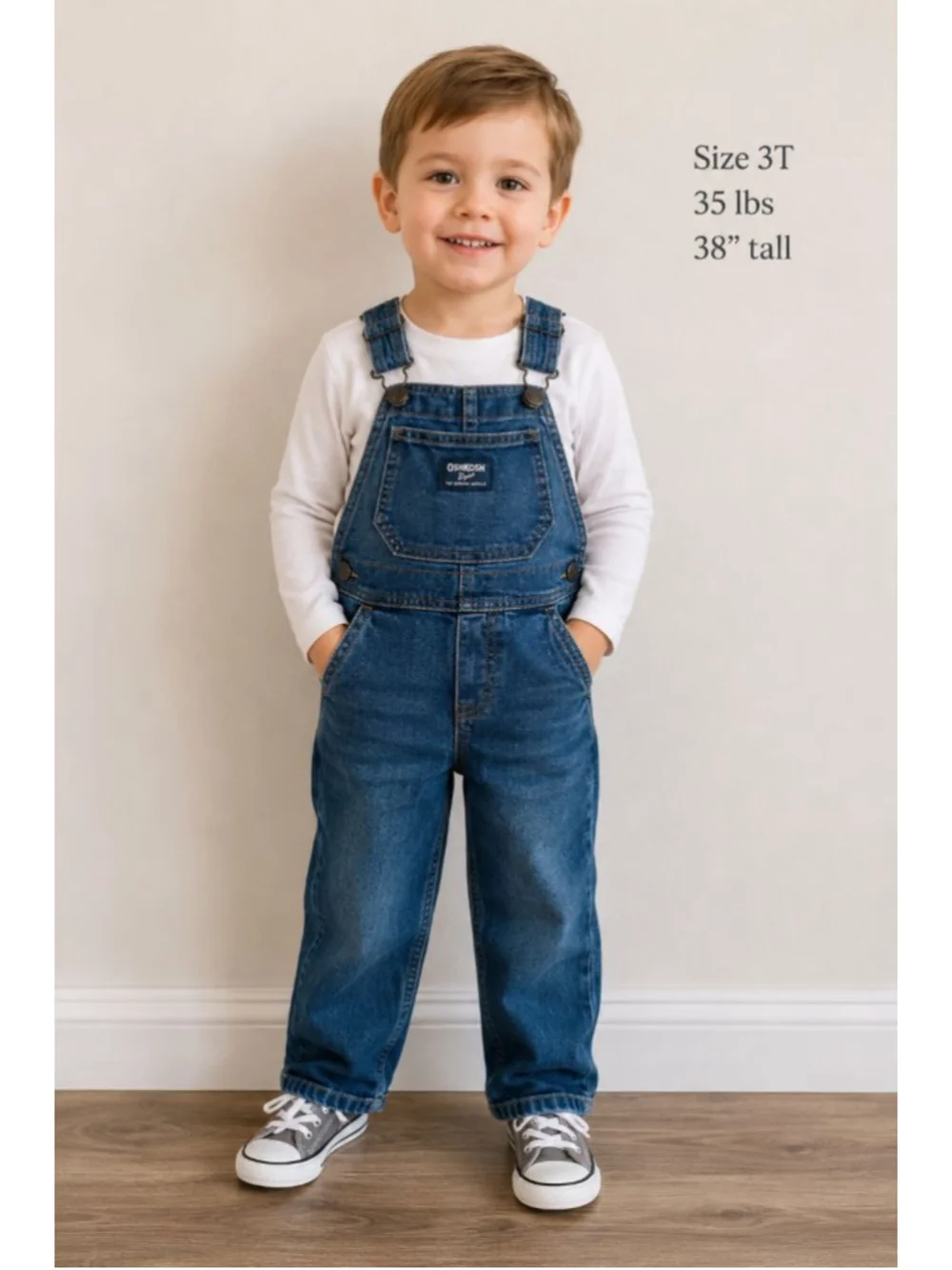 OshKosh B'Gosh Toddler Denim Overalls Size 3T Blue New Without Tags Classic Bib9